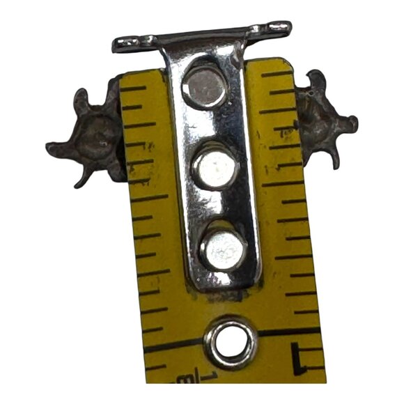 Vintage Sterling Silver Crushed Inlaid Turquoise Turtle Earrings Small Post READ - Picture 5 of 6